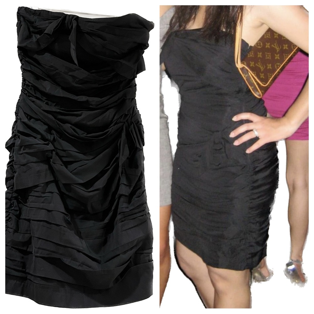 Express bow mini strapless dress